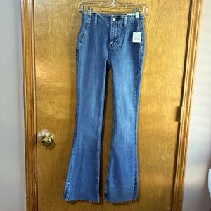 Free People Medium Blue Bootcut Jeans with Raw Hem